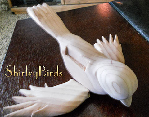 2014 Stage of Carving a Woodhouse Jay by ShirleyBirds