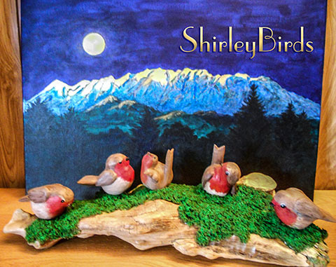 2015-English Robins & Timpanogas Mountain & Moon by ShirleyBirds